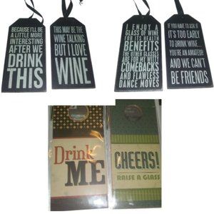 💕 Lot of 16 Wine Tags Wood and Paper